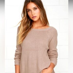 NWOT Lulus Light Brown Backless Sweater Size Medium